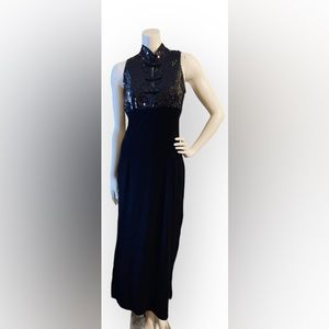 Vintage oriental inspired sequin and Velvet Dress SZ S
